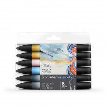 Winsor & Newton : Watercolour Marker : Set of 6 Skyscape Tones