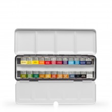 Winsor & Newton : Professional Watercolour : Lightweight Metal Sketchers Box Set : 24 Half Pans