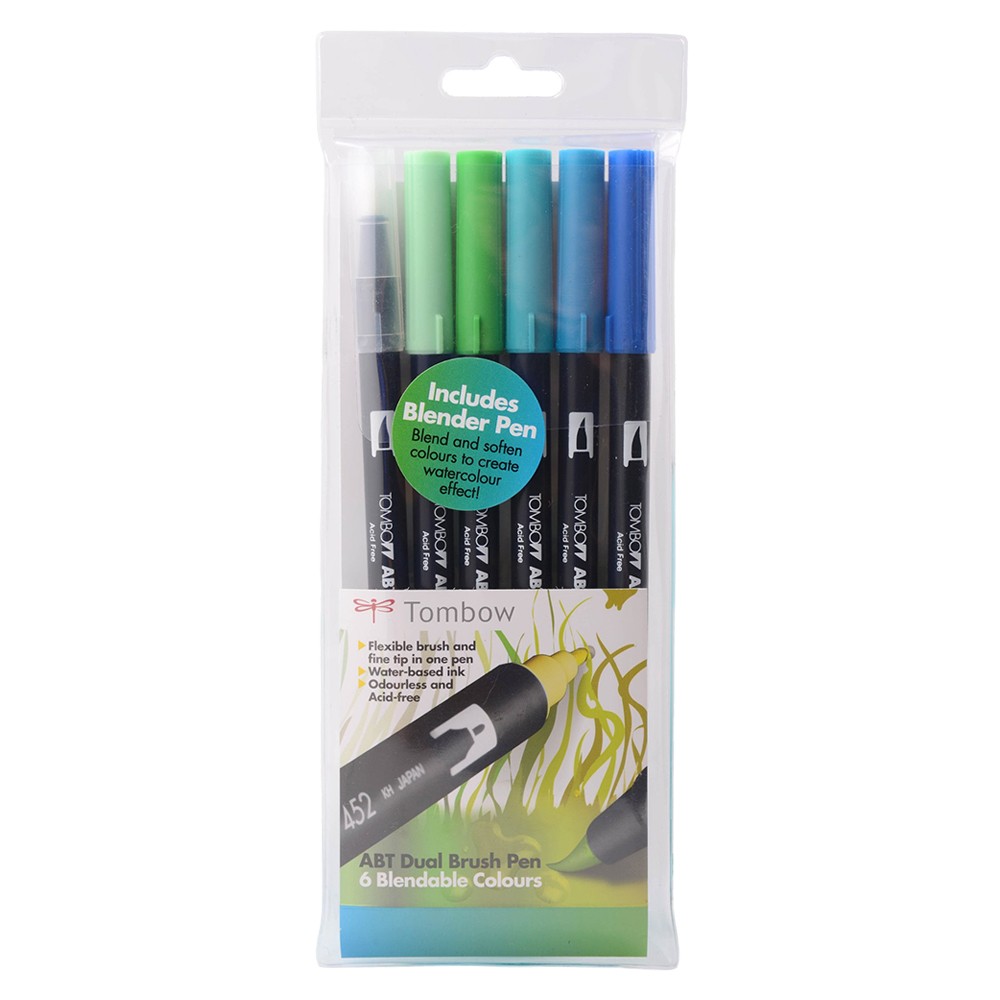 Tombow : Art Dual Brush Pens : Ocean Colors : Set of 6