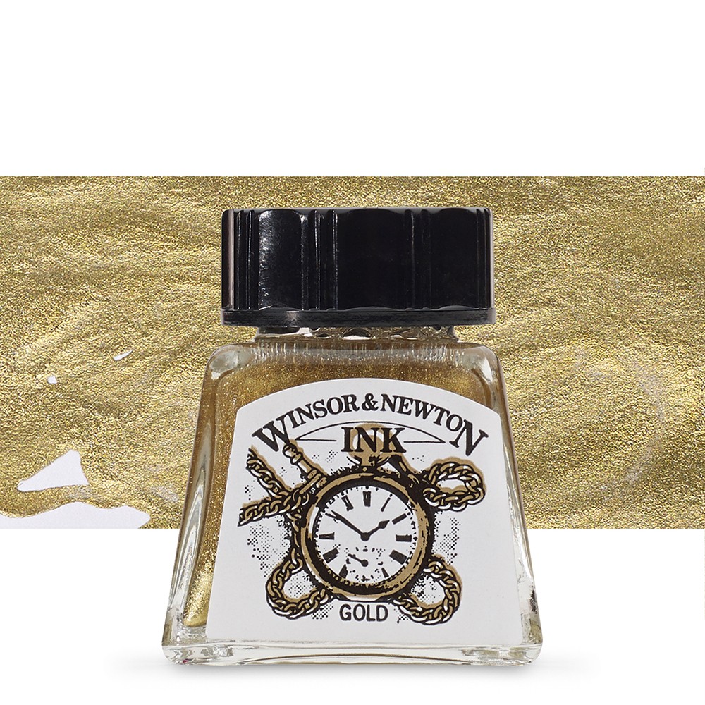 Winsor & Newton : Drawing Ink 14ml Bottle : Gold : (Water