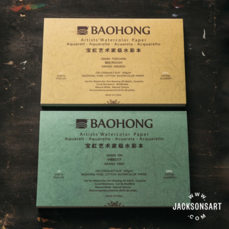 BAOHONG Artists' Watercolor Paper Pack, 100% Cotton, Acid-free,  140LB/300GSM 