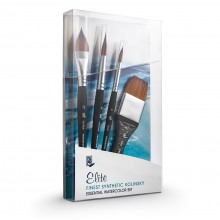 Princeton : Aqua Elite : Synthetic KS : Watercolour Brush : Series 4850 : Short Handle : Essential Set of 4