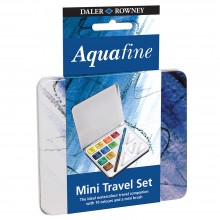 Daler Rowney : Aquafine Mini Travel Watercolor Paint Set : Half Pan : Set Of 10