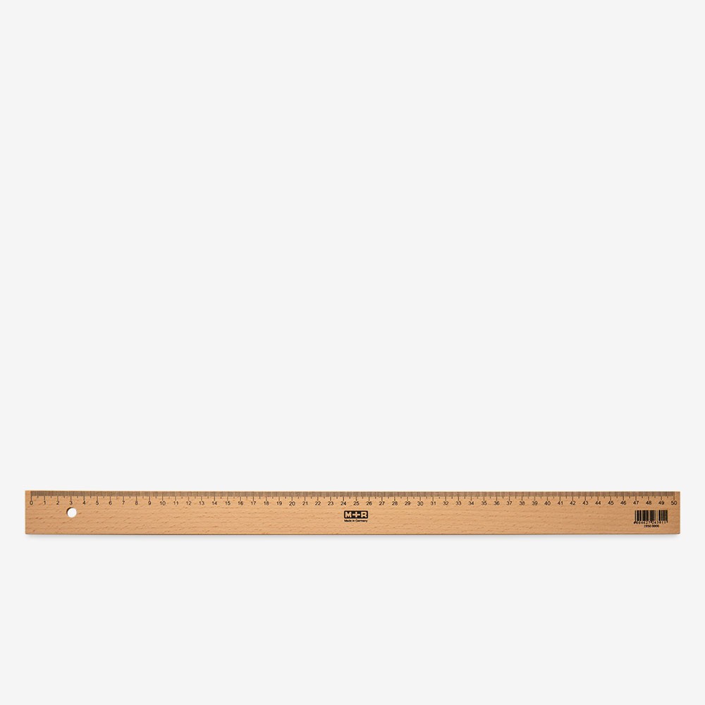 M+R : Wooden Ruler With Metal Insert : 50cm