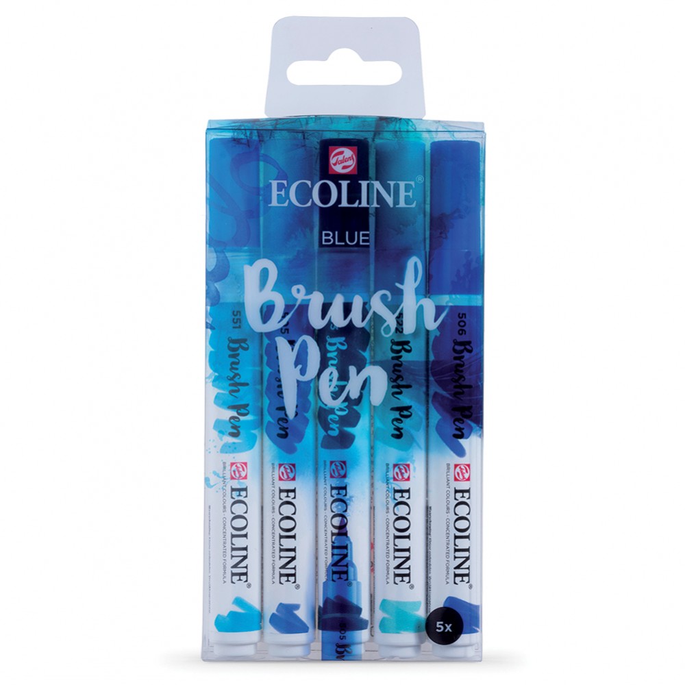 Royal Talens : Ecoline : Watercolour Brush Pen : Blue Set of 5