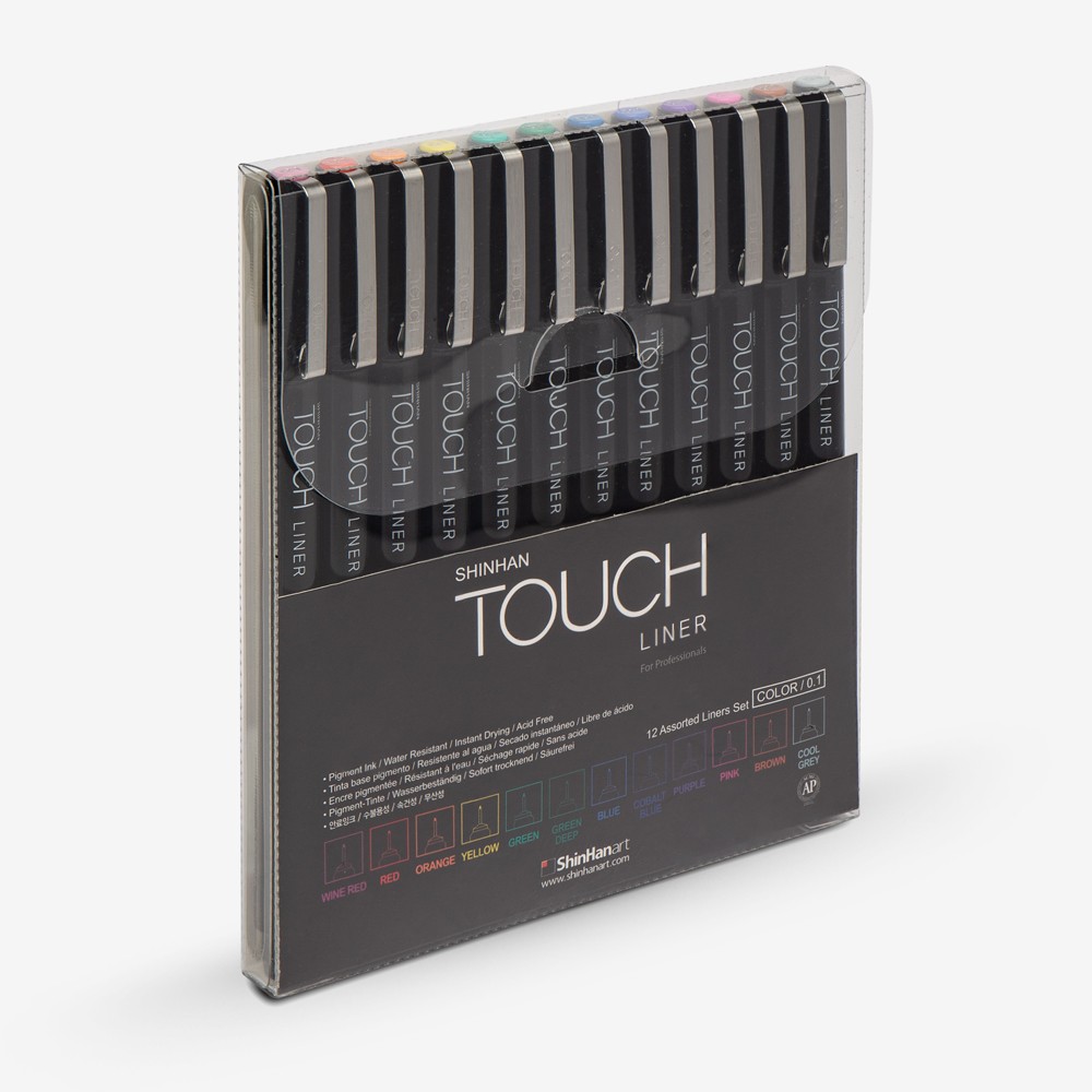ShinHan : Touch Liner : 0.1mm : Set of 12 : Assorted Colours