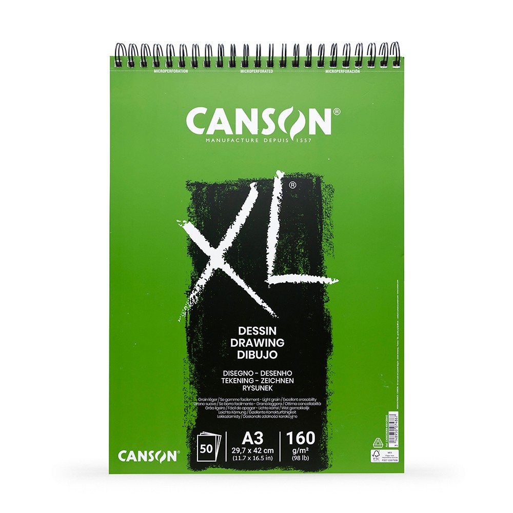 Canson : XL : Drawing : Spiral Pad : 160gsm : 50 Sheets : A3