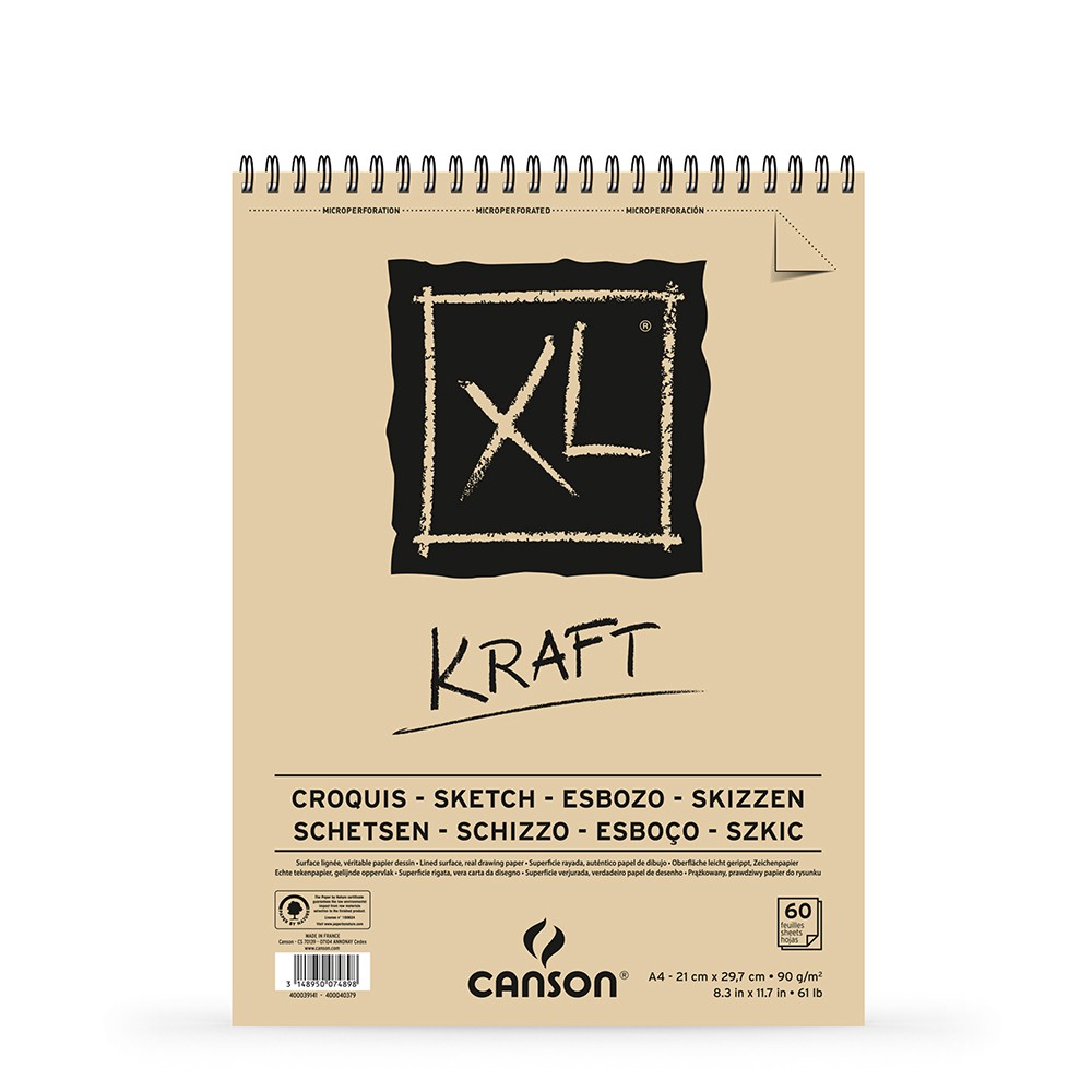 Canson : XL : Kraft : Spiral Pad : 90gsm : 60 Sheets : A4