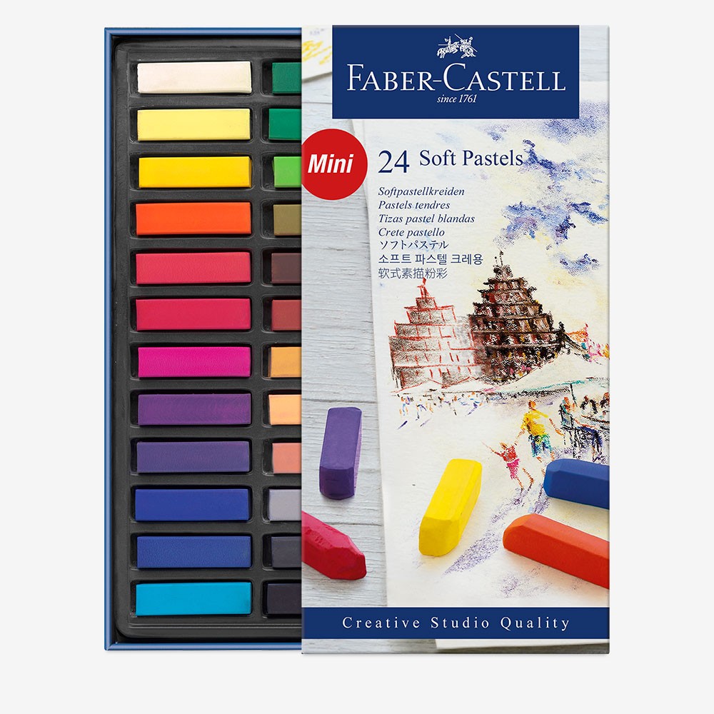 Faber Castell: Square Soft Pastel halbe Sticks: Kiste mit 24 verschiedenen Farben