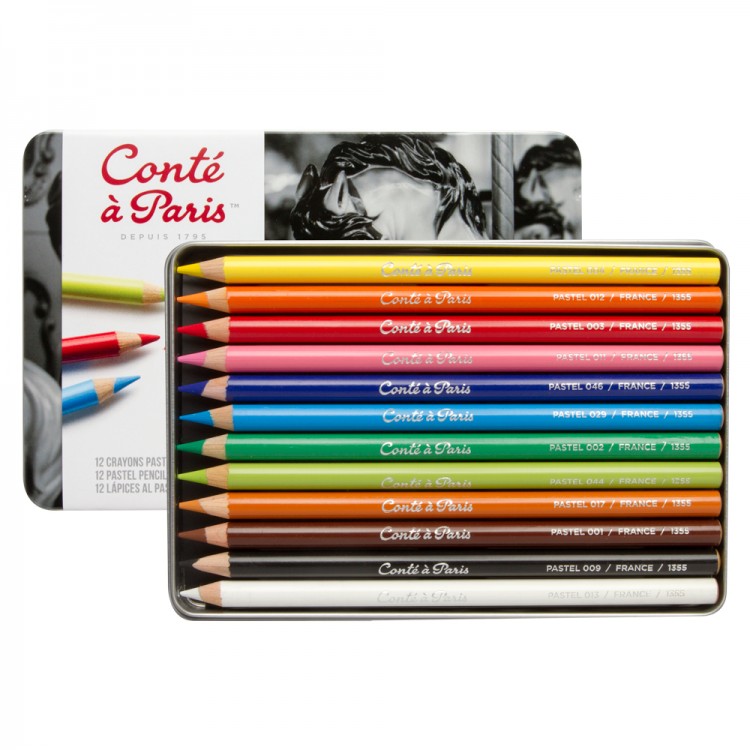 Conte Pastell Bleistift 12 Assorted festgelegt