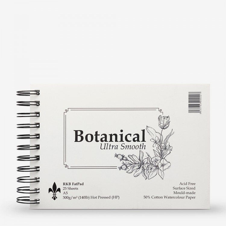 Bockingford :Spiral Fat Pad : 300gsm : A5 : 25 Sheets : Ultra Smooth : Botanical : Hot Pressed