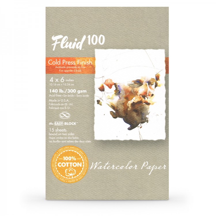 Global : Fluid 100 Easy Block : Watercolour Paper : 300gsm : 4x6in : Cold Pressed