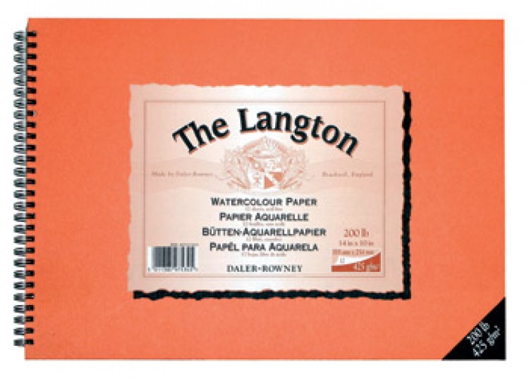 Langton: Spirale Pad 12 x 16 nicht 200lb (425gsm) - 12 Blatt - Orange cover