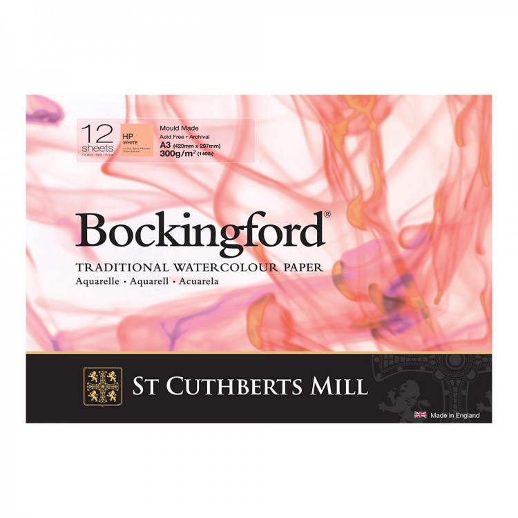 Bockingford : Watercolour Paper : Glued Pad : 300gsm : 12 Sheets : A3 : Hot Pressed