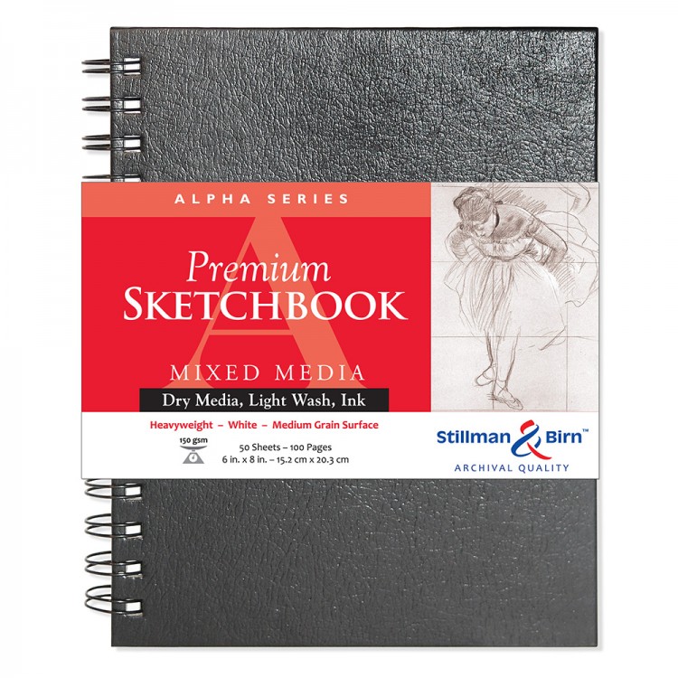 Stillman & Birn: Alpha Sketchbook 6 x 8 in Spiralhefte 150gsm - natürliches weißes Pergament