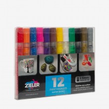 Zieler : Acrylic Paint Marker Pens : 2.5mm Medium Tip : Set of 12