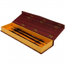 Studio Essentials : Chinese Brush Gift Set : 3 Weasel Hair Brushes : Fabric Box