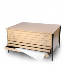 Vistaplan: Hölzerne Wirtschaft Planchest: 6 Schublade A1 in grau erhältlich: Light Eiche oder Buche