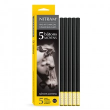 Nitram Fine Art Charcoal: B Tonnen Moyens (x 5) 8mm Runde Sticks