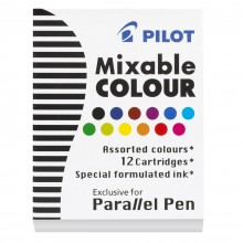 Pilot : Parallel Lettering Pen Ink Cartridge : Set of 12 : Assorted Colours