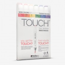 Shin Han: Touch Twin 6 BRUSH Marker Pen Set: Hauptfarben
