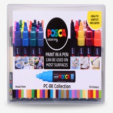 Uni : Posca Marker : PC-8K : Chisel Tip : 8mm : Assorted Colours Set of 33