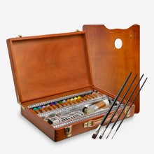 Charvin : Artist Oil Paint : 20ml : Wooden Box : Set of 17 with Brushes and Accessories