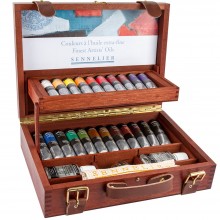 Sennelier : Artist Oil Colour : Wooden Box Set : 22 x 40ml with Accessories
