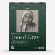 Strathmore : 400 Series : Spiral Toned Grey Sketch Pad : 118gsm : 24 Sheets : 11x14in (Apx.28x36cm)