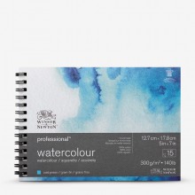 Winsor & Newton : Professional : Watercolour Paper : Spiral Pad : 300gsm : 15 Sheets : 5x7in (Apx.13x18cm) : Cold Pressed