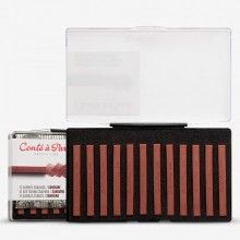 Conte Carre Crayon Set: hart gebackene Quadrat Pastelle: Box 12 Sanguine
