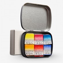 A. Gallo : Handmade Watercolour Paint : Essentials 6 Set : Metal Tin : 6 Half Pans in a Gift Box