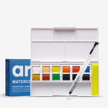 Arta : Watercolour : Half Pan : Pocket Box Set : 12 Half pans and Brush