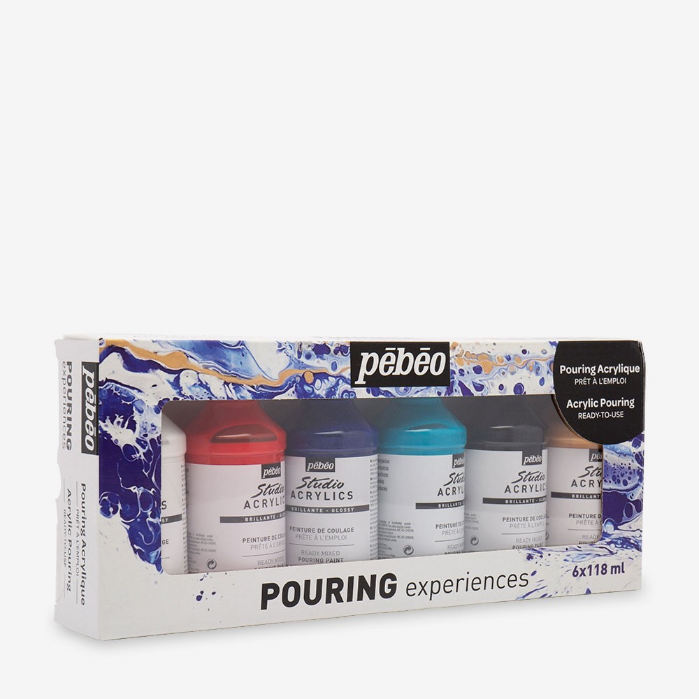 Pebeo : Pouring Experiences : Acrylic Paint :  118ml : Set of 6