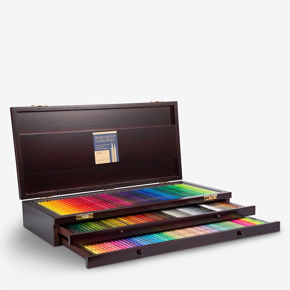 Holbein : Artists' Coloured Pencil : Wooden Box : Set of 150