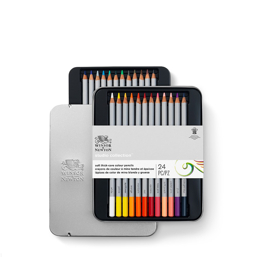 Winsor & Newton :Studio Collection : Crayons de Couleur Mine Souple : Lot de 12