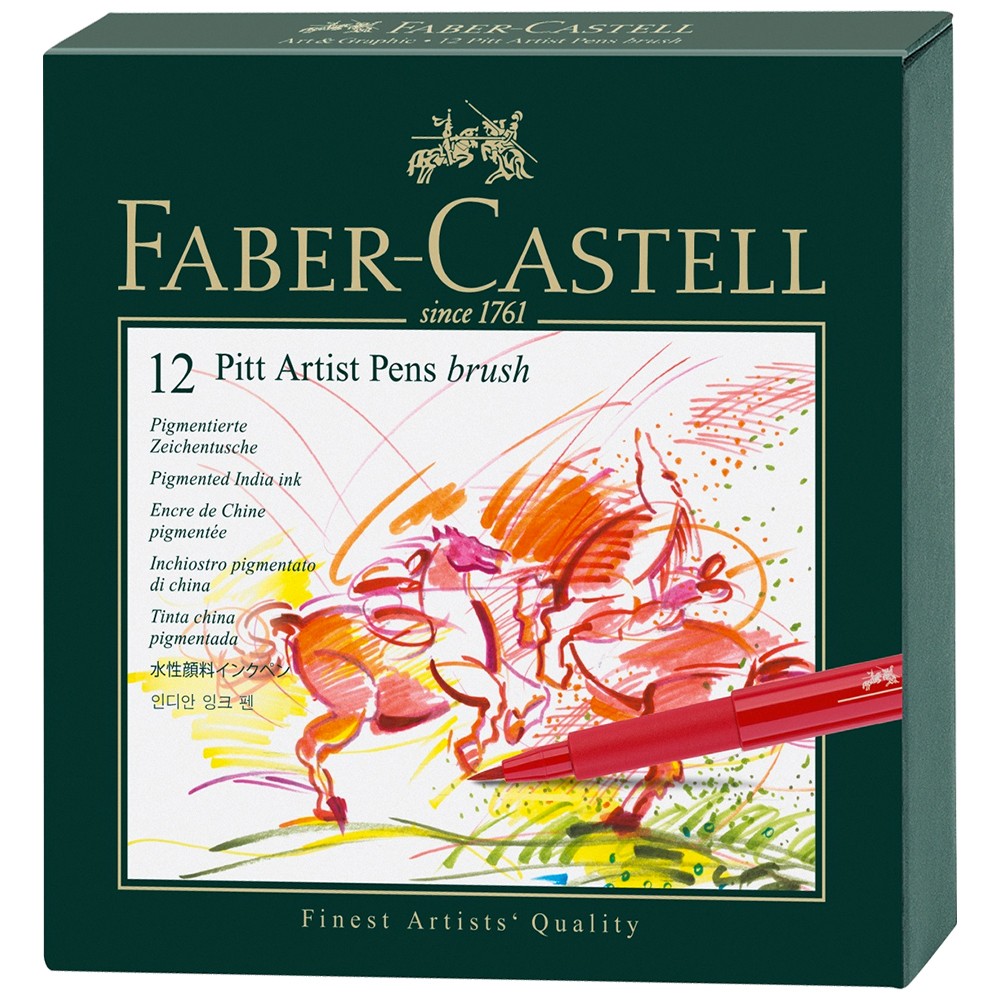 Faber Castell : Pitt : Stylo-Brosse d'Artiste :Coffret Cadeau: Lot de 12 Assortis