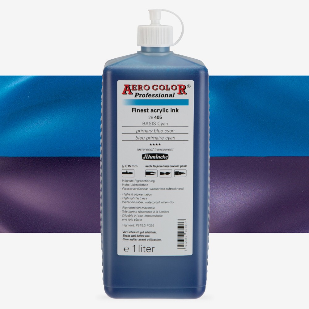 Schmincke :Aero Color : Encre Acrylique de Qualité Supérieure : 1000ml Primary Blue Cyan