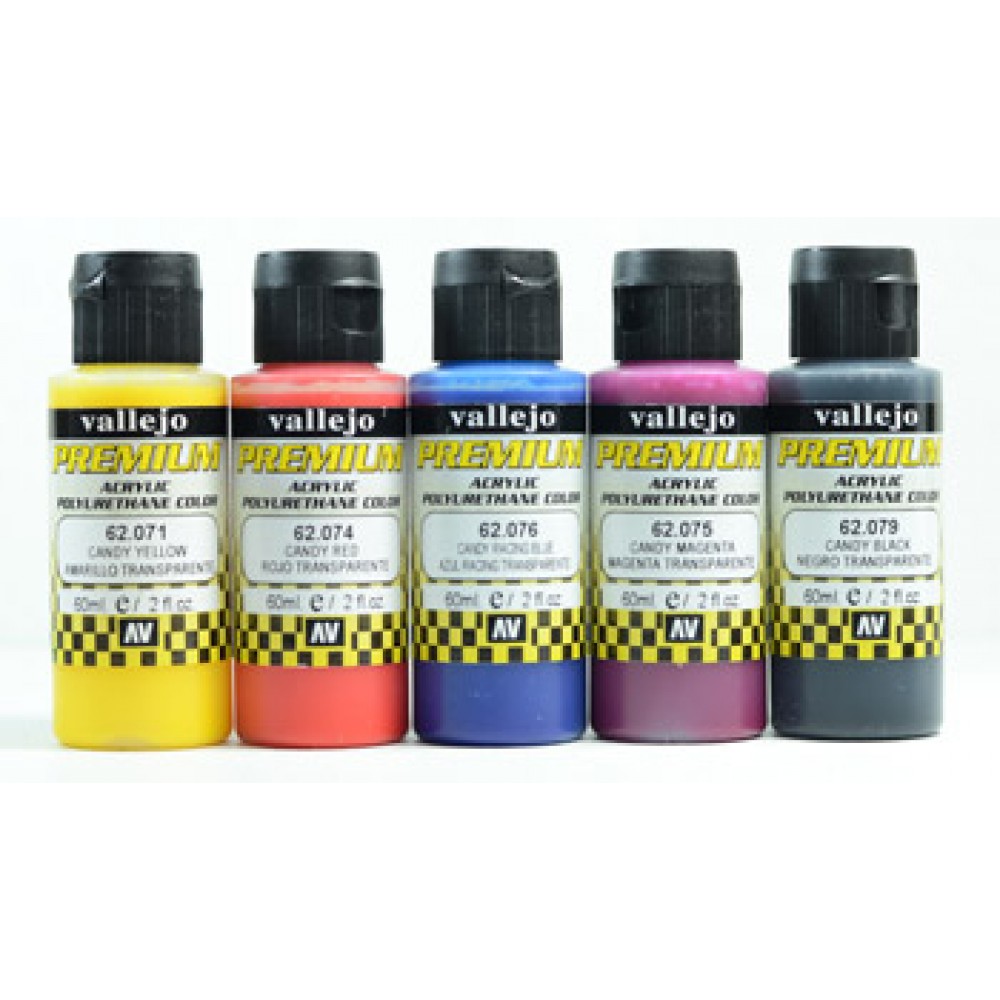 Vallejo Premium Airbrush Paint : Set Of 5 : Candy Colours Colours