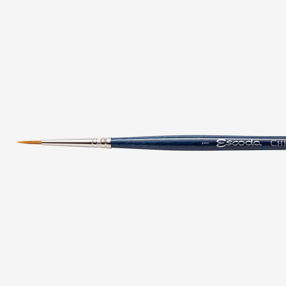 Escoda : Chronos : Synthetic / Sable Mix : Acrylic and Watercolour Brush : Short Handled : Round : Size 1