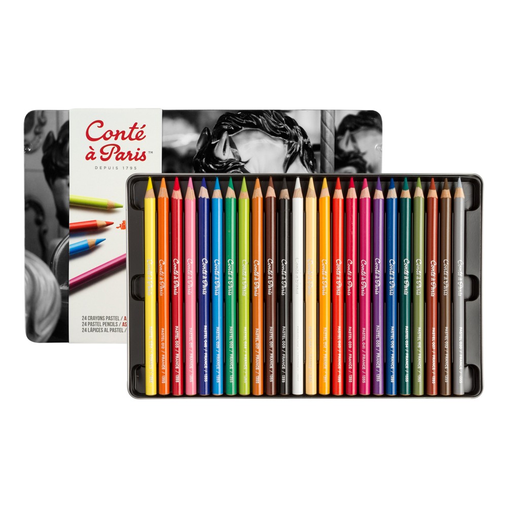 étui métallique de 24 conté Crayons de couleur 