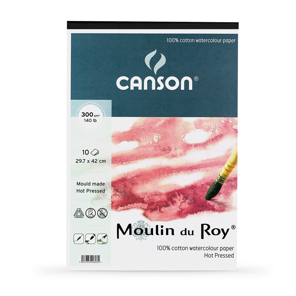 Canson : Moulin du Roy : Bloc Papier Aquarelle : A3 : 300gsm : 10 Feuilles : Grain Satiné