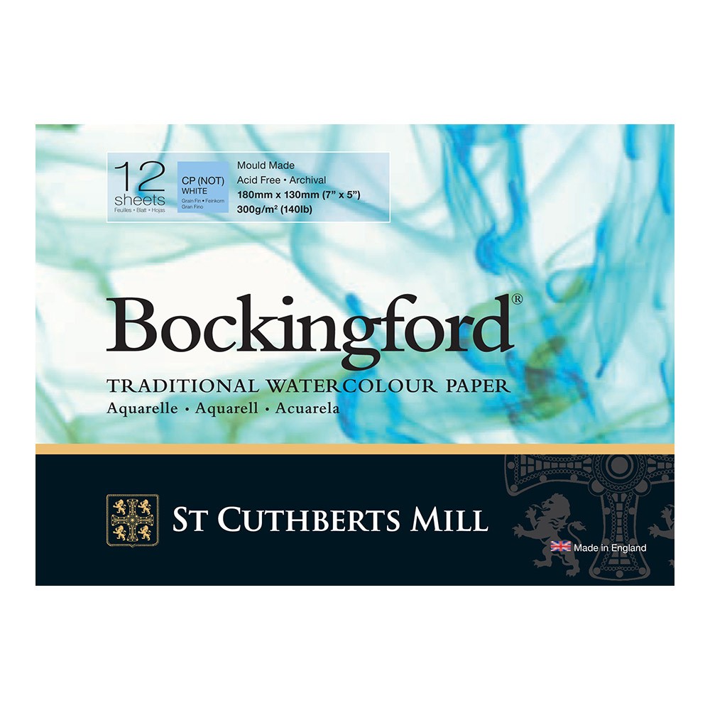 Bockingford : Bloc Encollé : 12x18cm : 300gsm : 12 Feuilles : Grain Fin surface