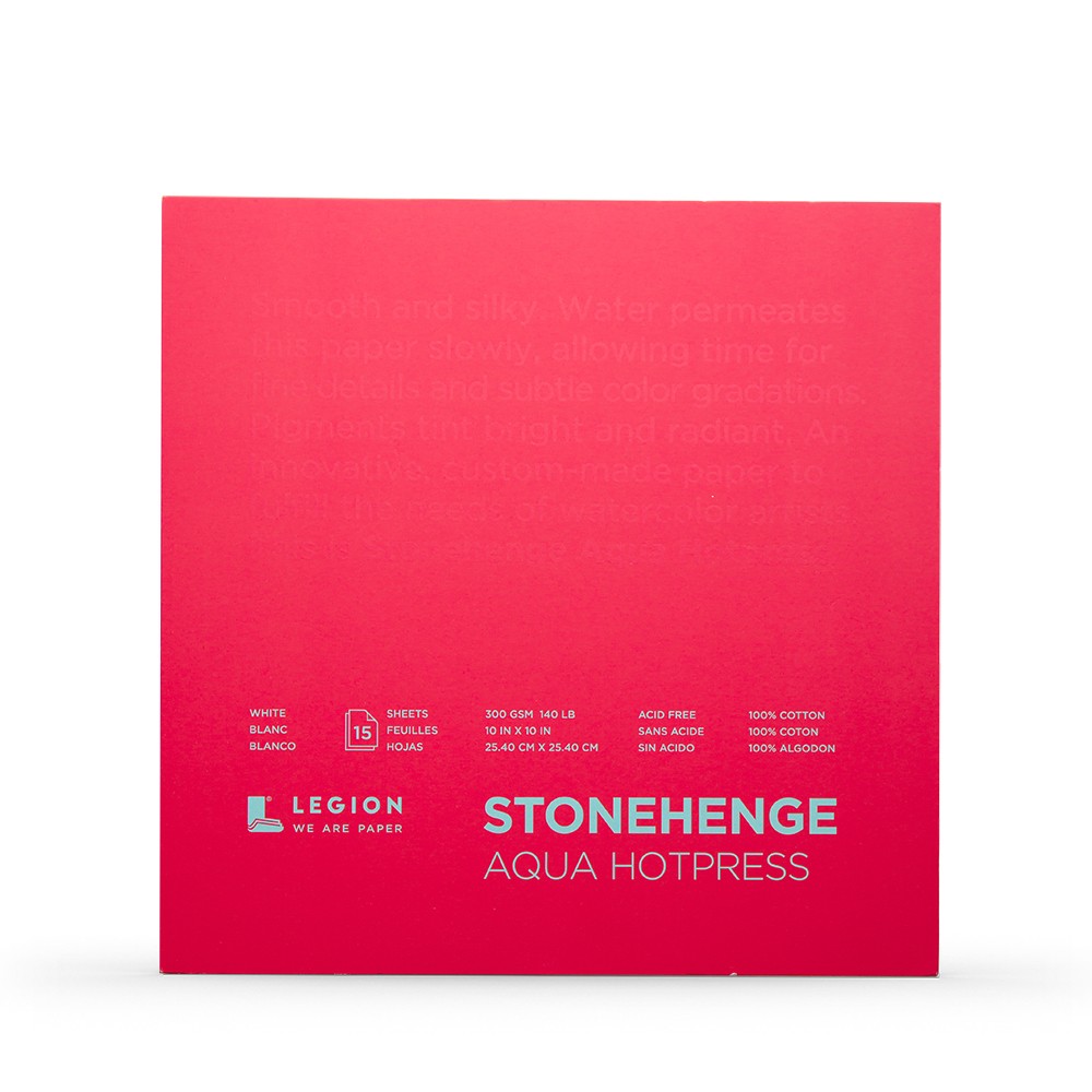 Stonehenge : Aqua : Papier Aquarelle : Bloc : 140lb (300g) : 10x10in : Grain Satiné
