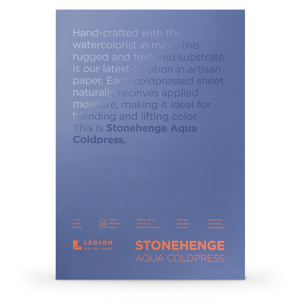 Stonehenge : Aqua : Papier Aquarelle : Bloc : 140lb (300g) : 14x20in : Grain Fin