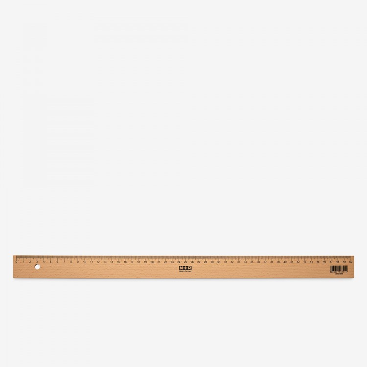 M+R : Wooden Ruler With Metal Insert : 50cm