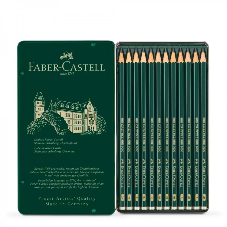 Faber Castell :Série 9000 : Crayon : Metal Boite de  12 : 8B-2H