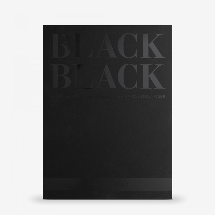 Fabriano : Black Black : Pad : 140lb : 300gsm : 24x32cm (Apx.9x13in) : 20 Sheets