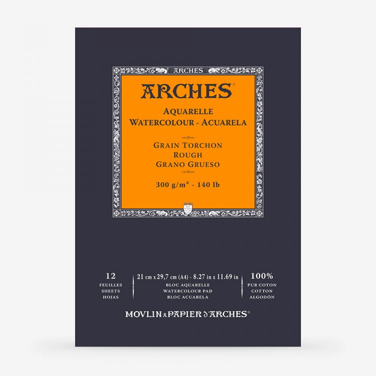 Arches : Aquarelle : Gummed Watercolour Pad : A4 : 12 sheets : 140lb : 300gsm  Rough