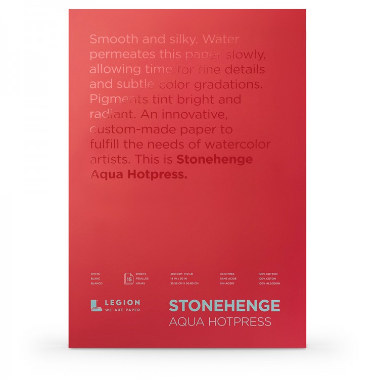 Stonehenge : Aqua : Papier Aquarelle : Bloc : 140lb (300g) : 30x40cm : Grain Satiné